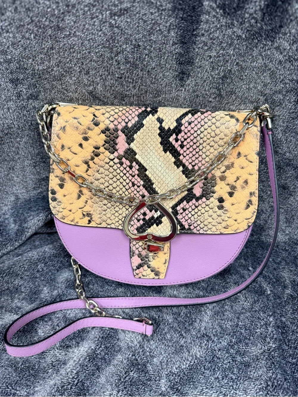 KATE SPADE NEW YORK MEDIUM CHAIN SADDLE BAG ROBYN EXOTIC PINK MAUVE